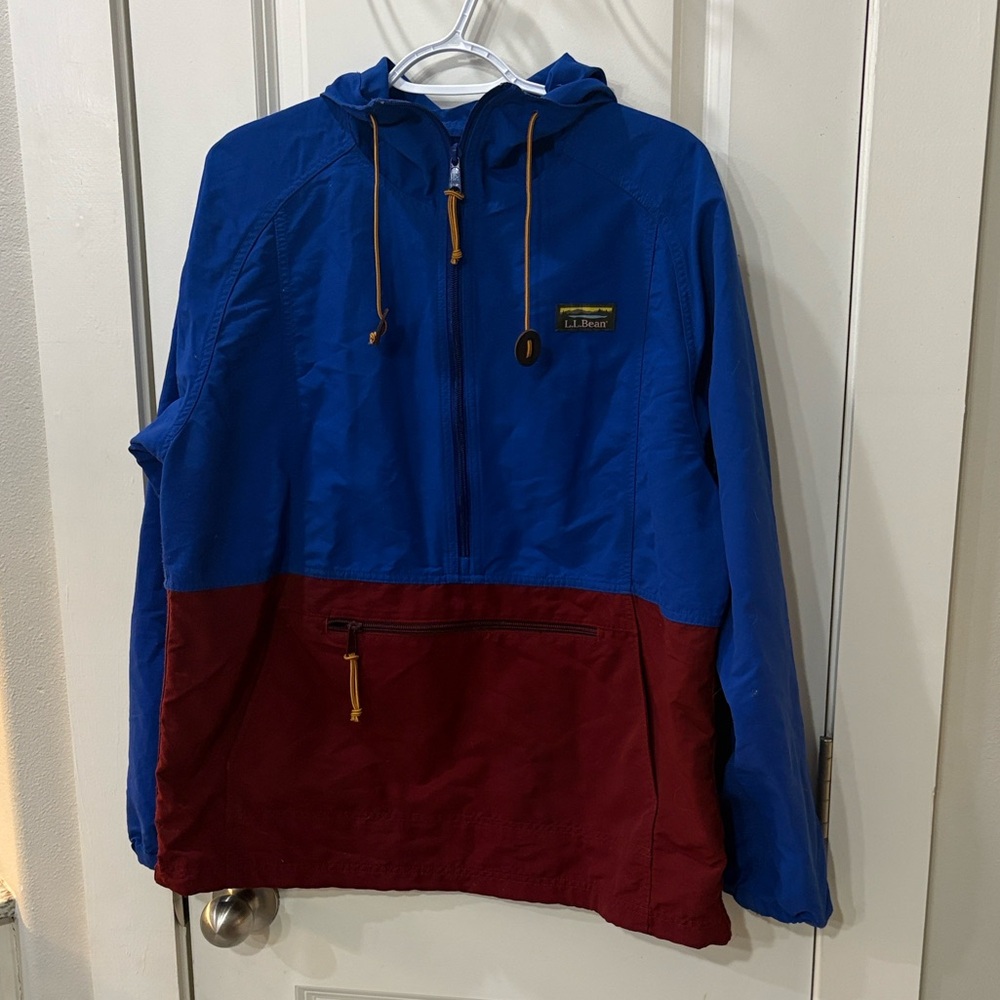 L.L. Bean Two-Tone Blue and Red quarter zip Jacket